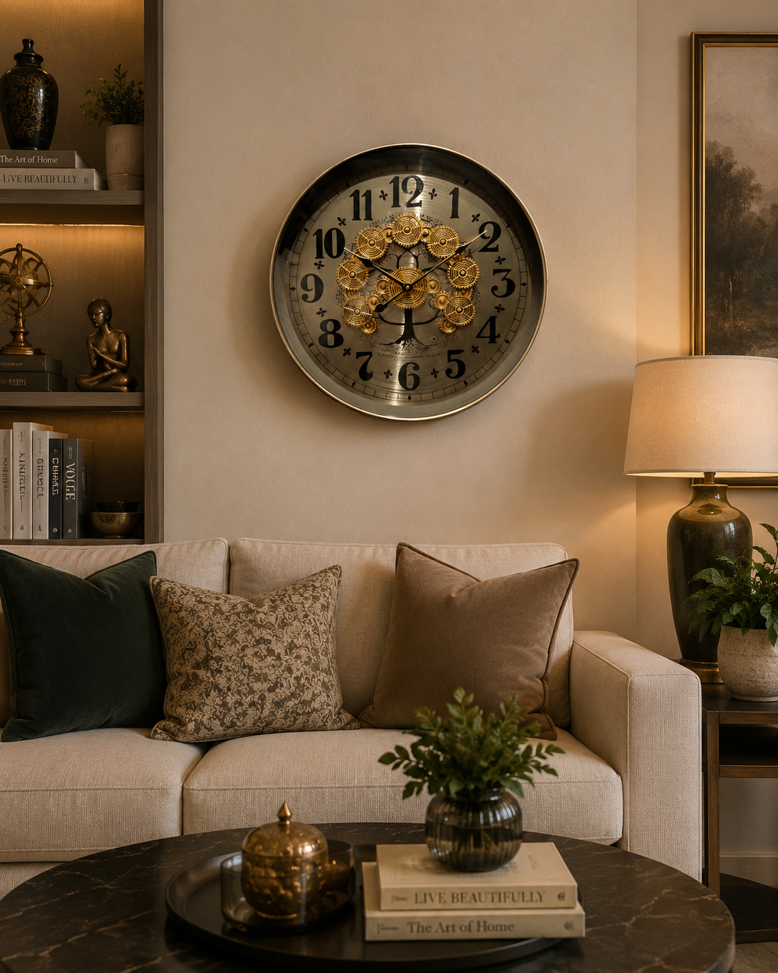 Phantom Dial Luxury Designer Wall Clock For Living Room With Moving Gear Mechanism Buy Wall Clock Online - (Steel Body)