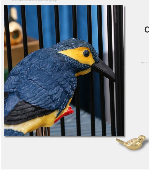 Showpiece Featuring a Bird inside a Metal Frame for Home Decor