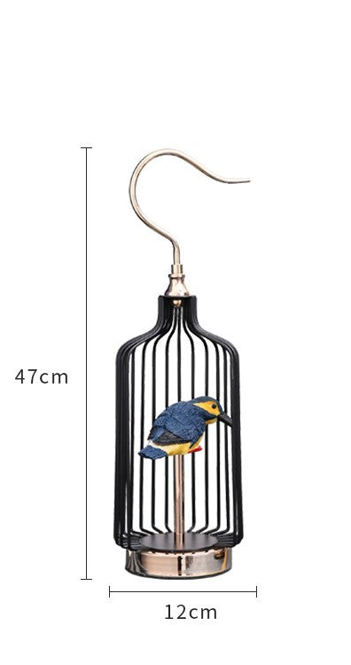 Showpiece Featuring a Bird inside a Metal Frame for Home Decor