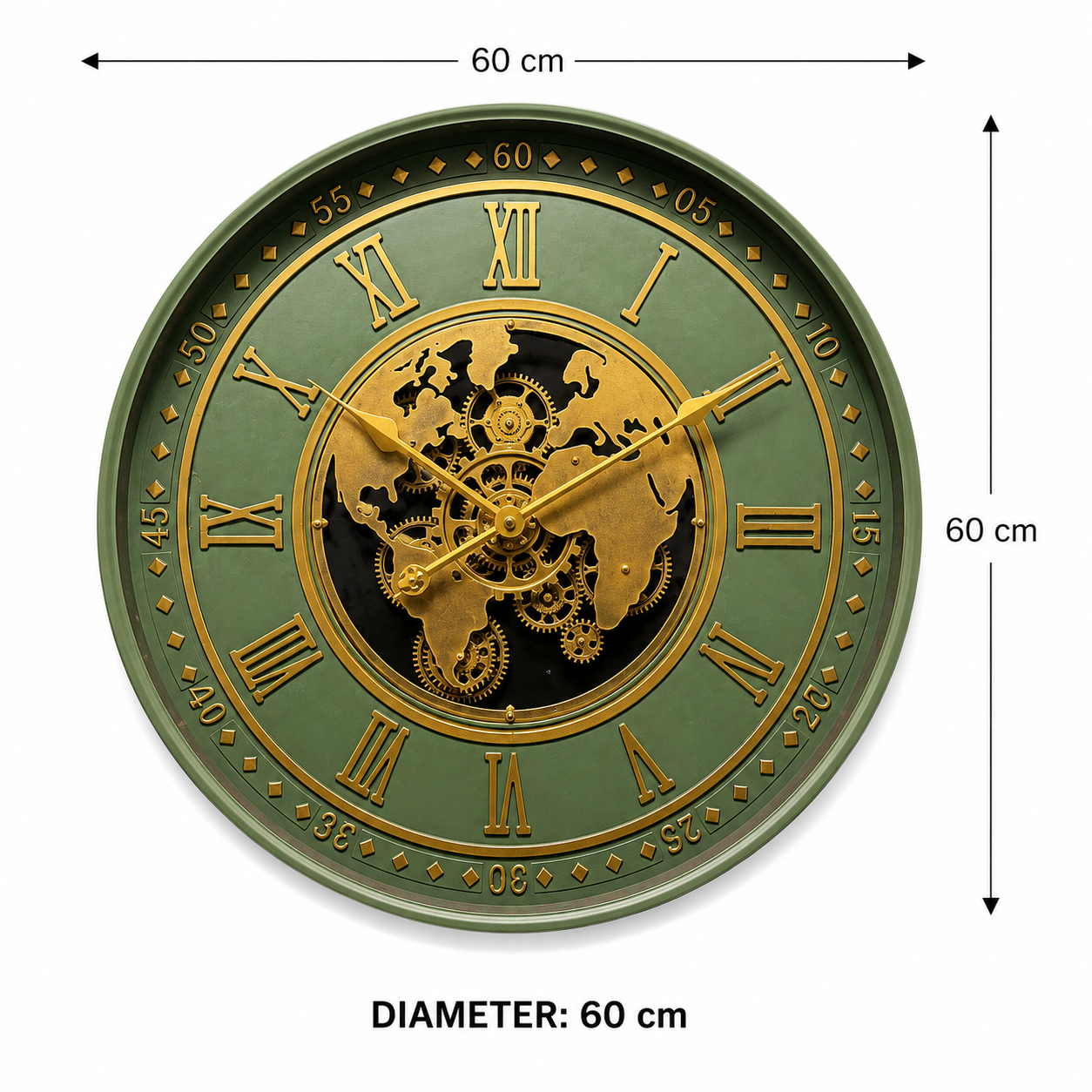 Timeless Tradition Luxury Designer Wall Clock For Living Room With Moving Gear Mechanism Buy Wall Clock Online - Big (Steel Body)