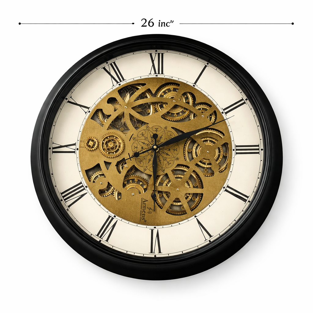 Svelte Seconds Luxury Wall Clock With Moving Gear Mechanism (Steel Body)