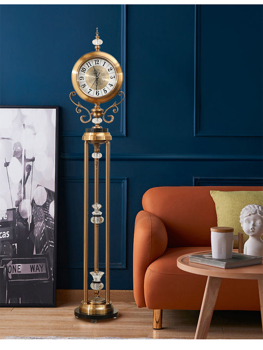 Black Metal Tripod Gear Standing Wall Clock With Gold Framing For Home Decor