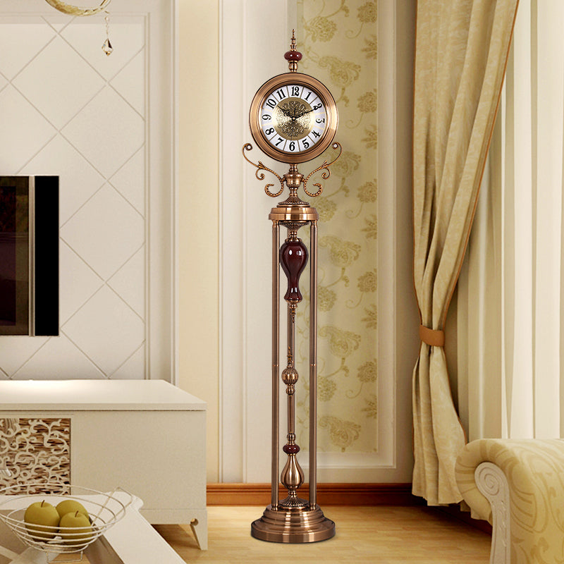 Premium Metal Tripod Gear Standing Wall Clock With Gold Framing For Home Decor