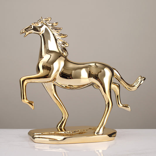 Metal Gold Running Horse Table Showpiece