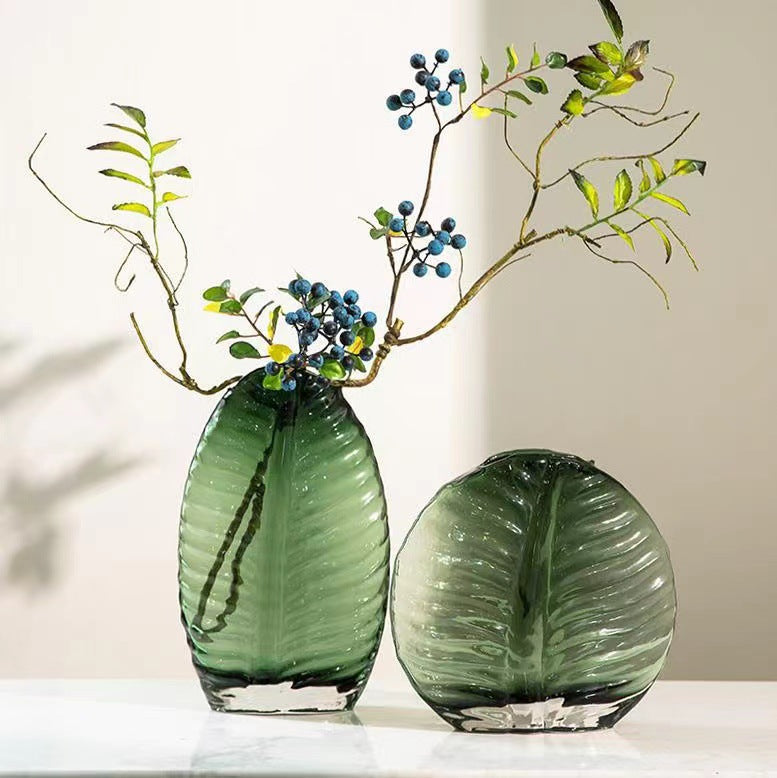 Engraved Green Flower Vase - Pack of 2
