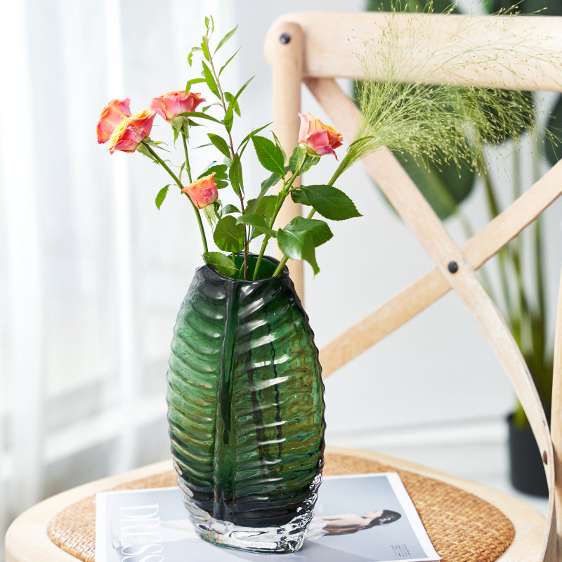 Engraved Green Flower Vase - Pack of 2