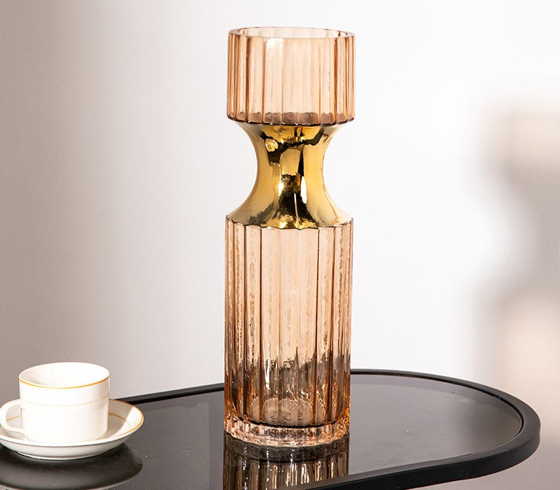 Amber Glass Flower Vase Pack of 2