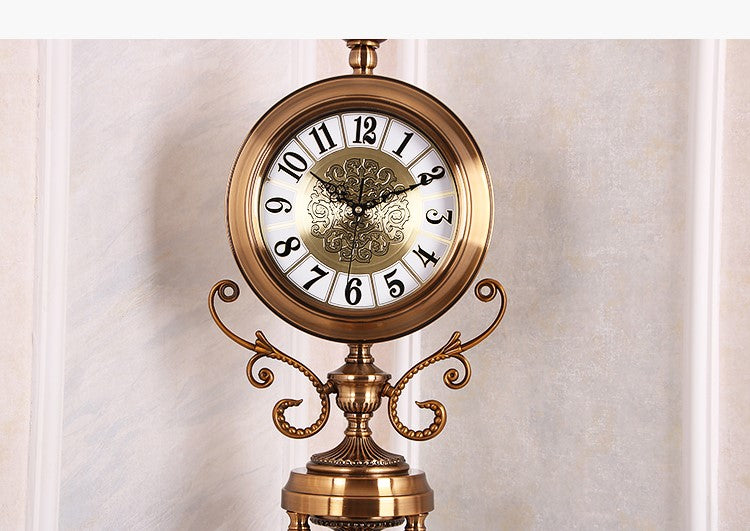 Black Metal Tripod Gear Standing Wall Clock With Gold Framing For Home Decor