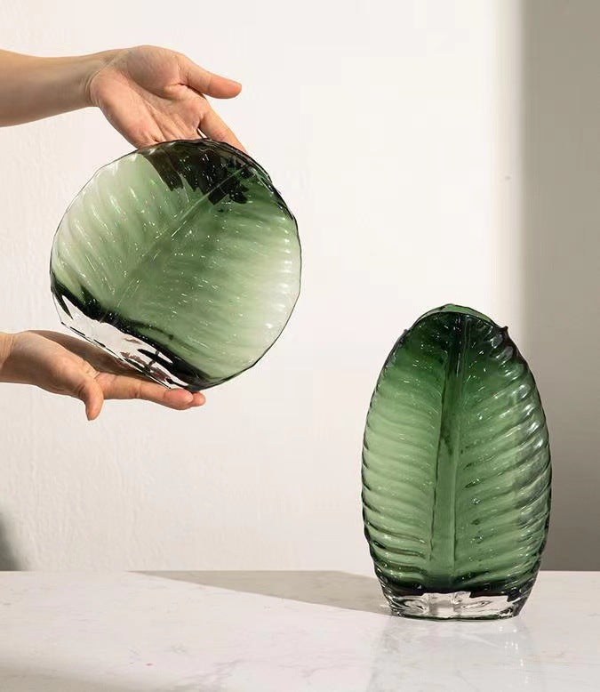 Engraved Green Flower Vase - Pack of 2