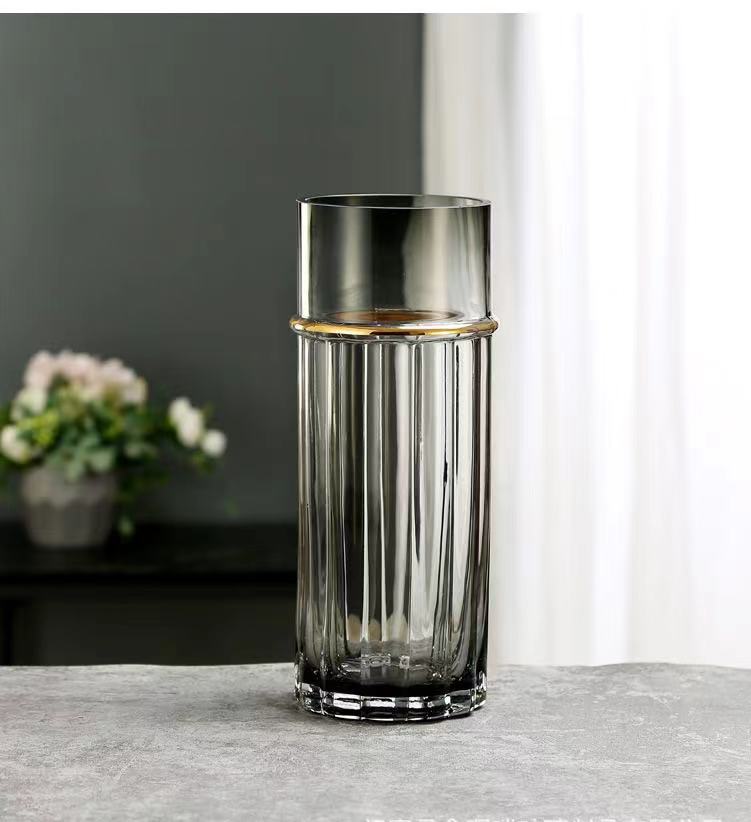 Smoky Glass Flower Vases - Set of 3