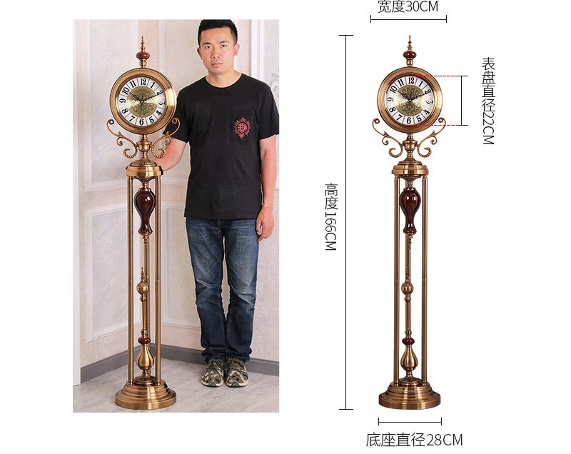 Premium Metal Tripod Gear Standing Wall Clock With Gold Framing For Home Decor