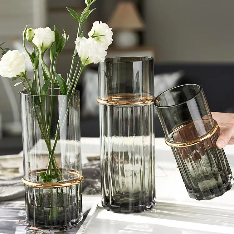 Smoky Glass Flower Vases - Set of 3
