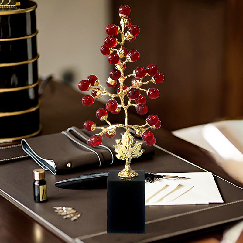 Red Crystal Balls On Tree Showpiece For Decor