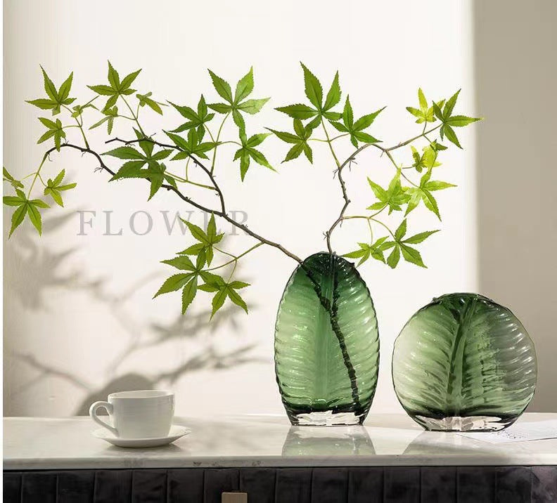 Engraved Green Flower Vase - Pack of 2