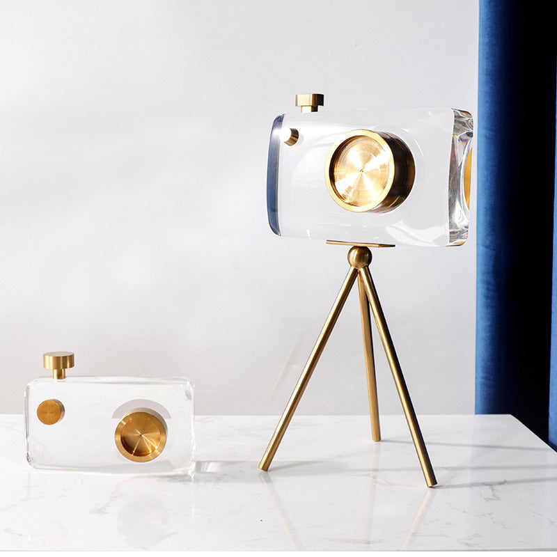Crystal Camera With Metal Base For Home Decor