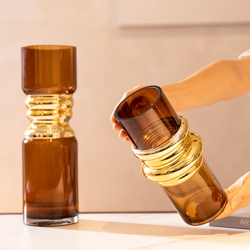 Amber Flower Vase For Home Decor Pack of 2