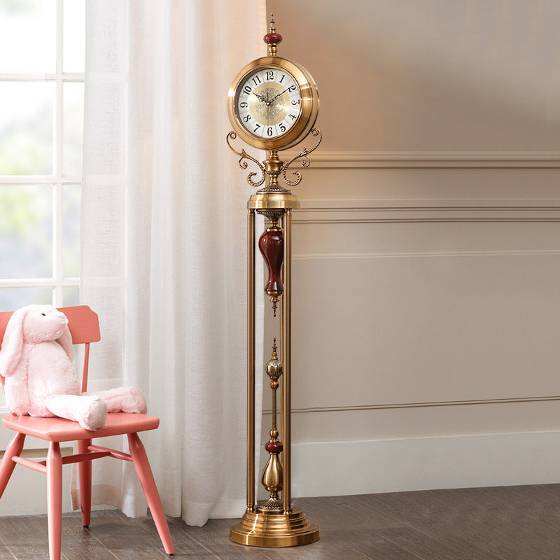 Premium Metal Tripod Gear Standing Wall Clock With Gold Framing For Home Decor
