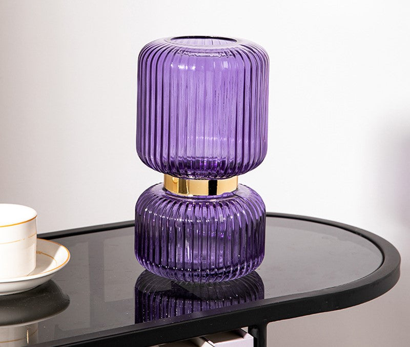 Purple Flower Vase With Metal Curve For Home Decor Pack of 1