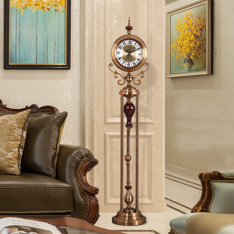 Premium Metal Tripod Gear Standing Wall Clock With Gold Framing For Home Decor