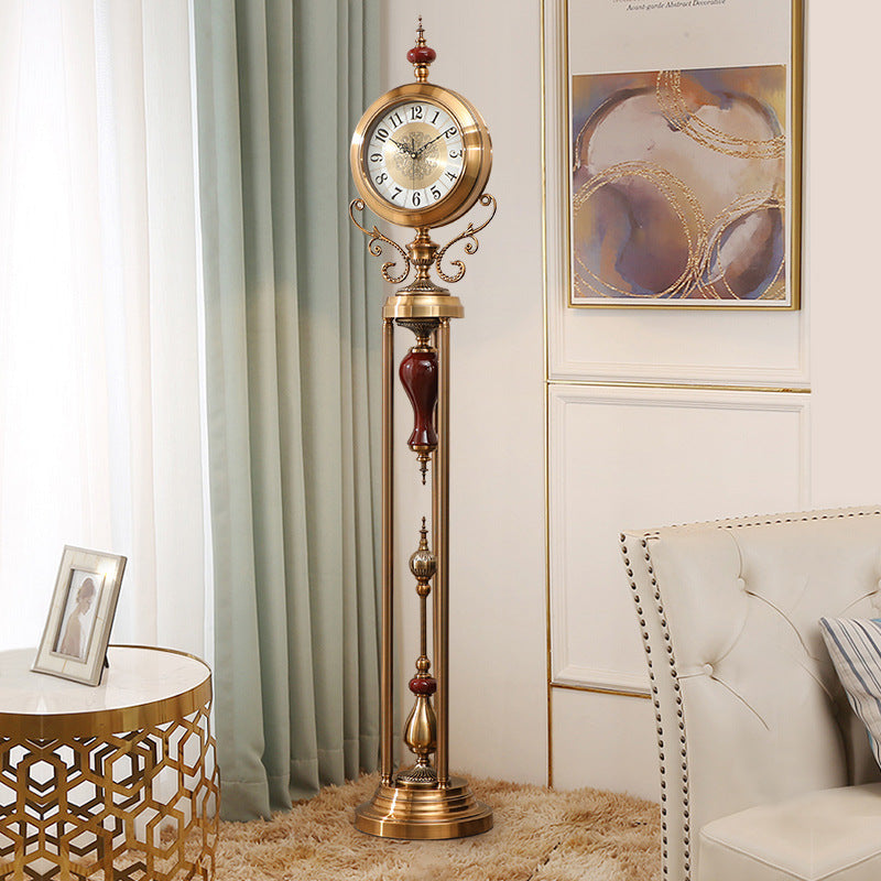 Premium Metal Tripod Gear Standing Wall Clock With Gold Framing For Home Decor