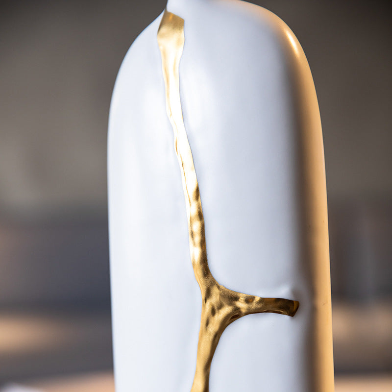 Premium White Ceramic With Gold Work Flower Vase Pack of 3