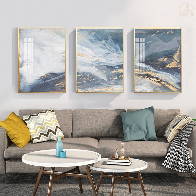 Modern Crystal Glass Painting Set with Golden Frame - Pack of 3