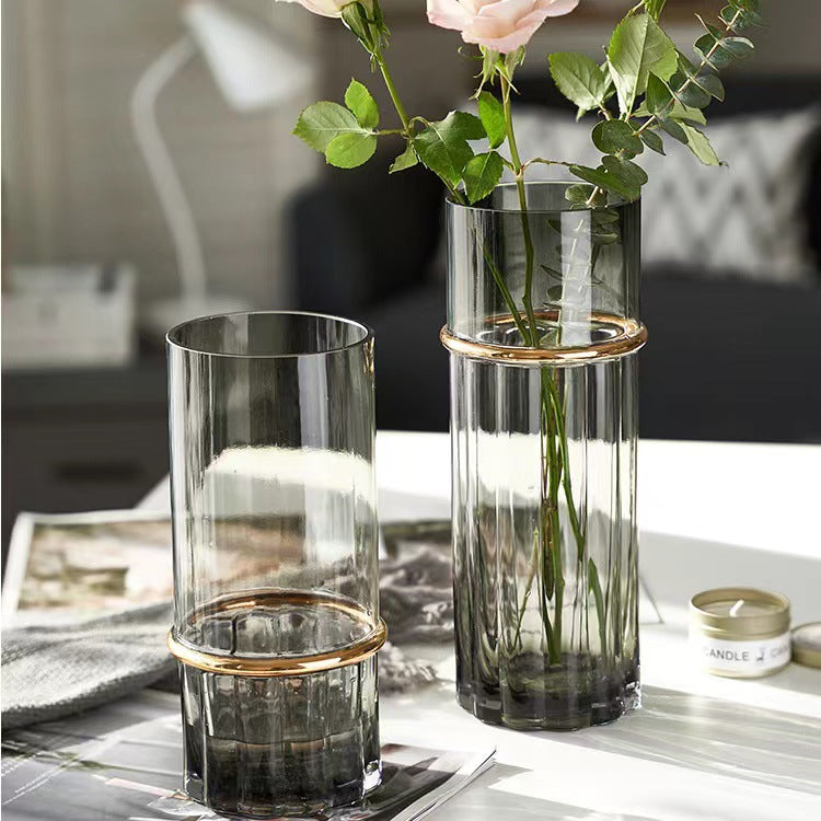 Smoky Glass Flower Vases - Set of 3