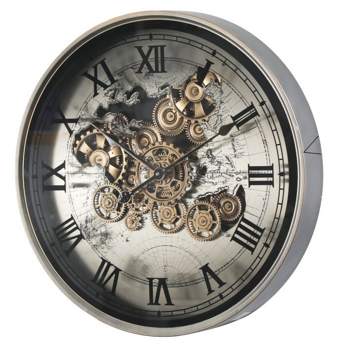 Time Lock Luxury Designer Clock With Moving Gear Mechanism (Steel Body)