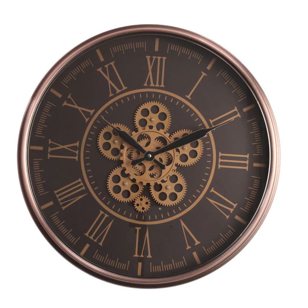 Gears of Time Luxury Designer Wall Clock With Moving Gear Mechanism (Steel Body)