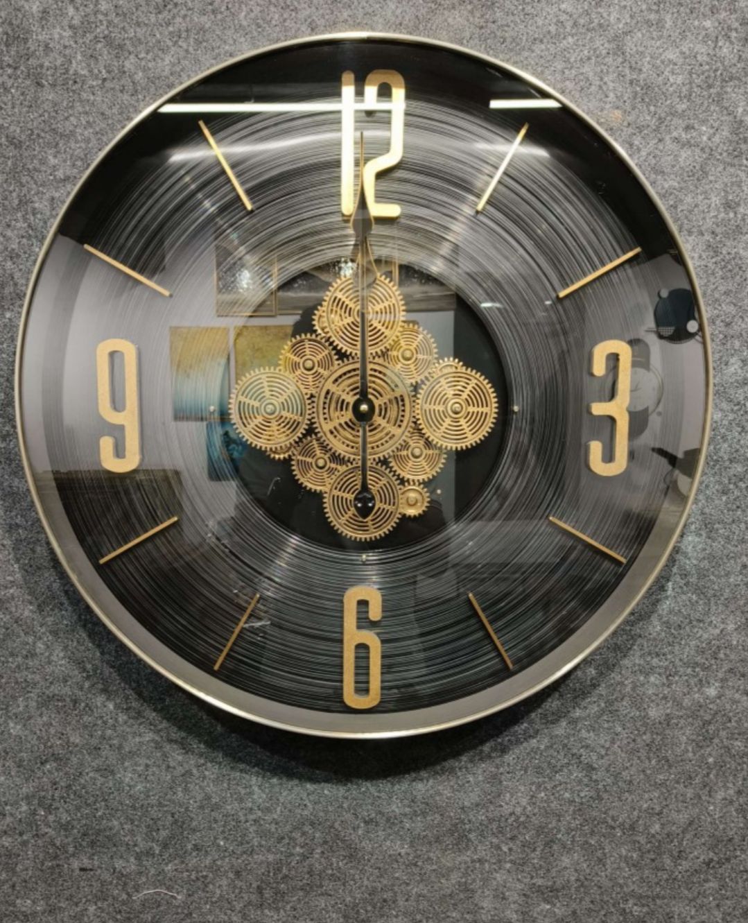 Flux Dial Luxury Designer Wall Clock With Moving Gear Mechanism (Steel Body)