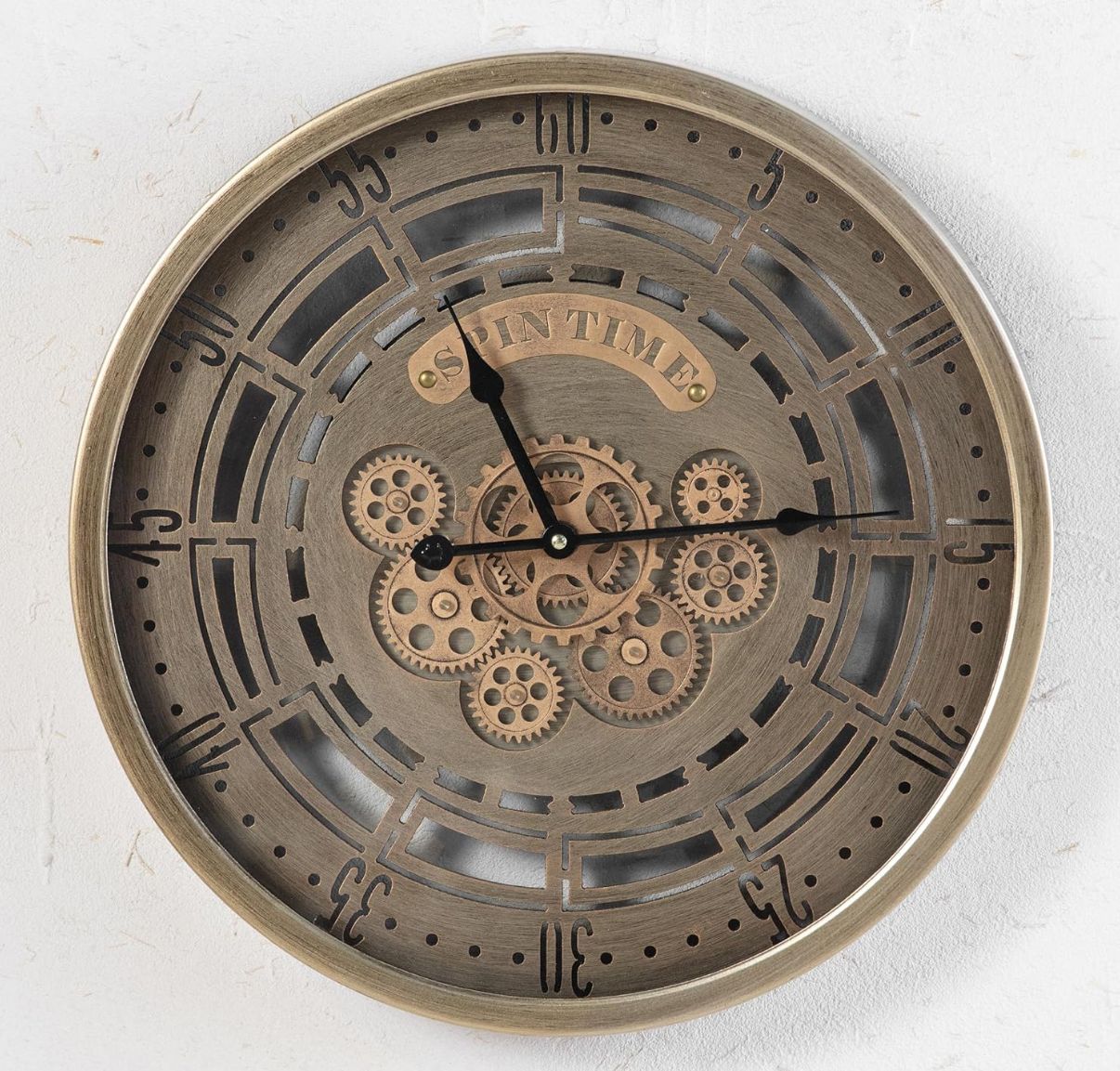 Svelte Luxury Wall Clock With Moving Gear Mechanism (Steel Body)