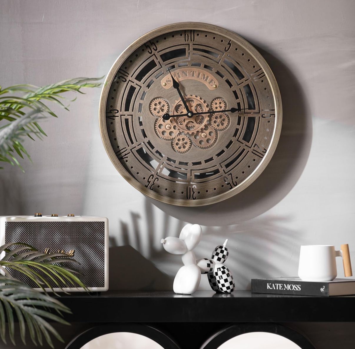 Svelte Luxury Wall Clock With Moving Gear Mechanism (Steel Body)