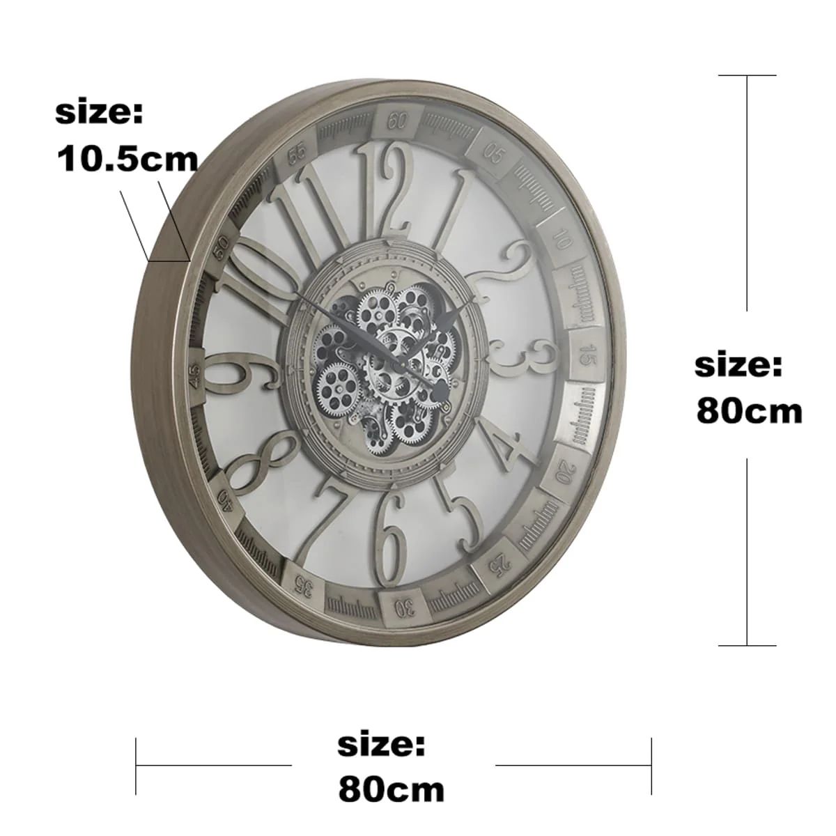 Svelte Seconds Luxury Wall Clock With Moving Gear Mechanism (Steel Body)