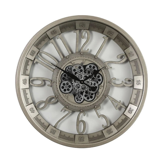 Svelte Seconds Luxury Wall Clock With Moving Gear Mechanism (Steel Body)