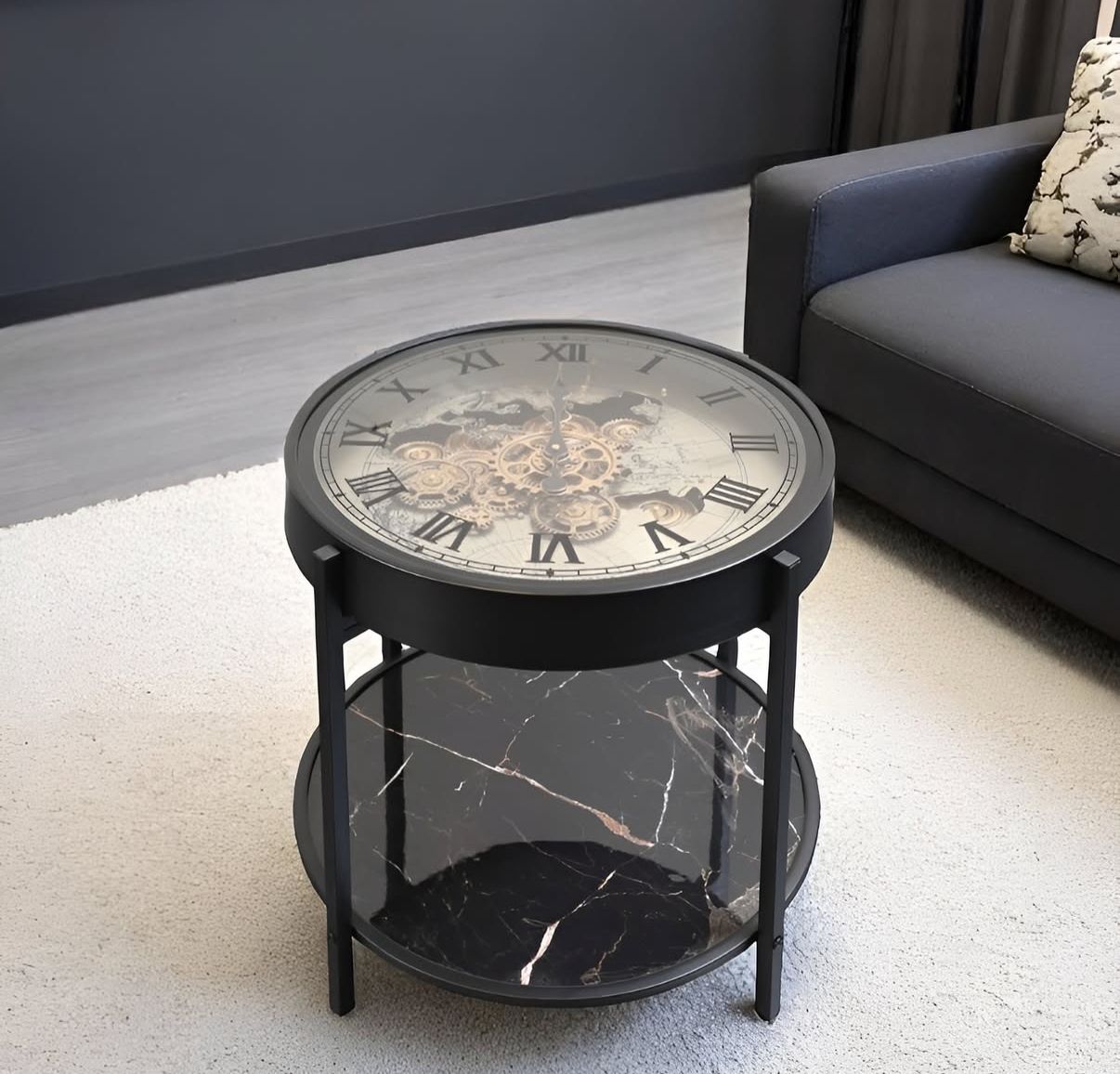 Gears of Time Luxury Designer Tea Table Wall Clock With Moving Gear Mechanism (Steel Body)