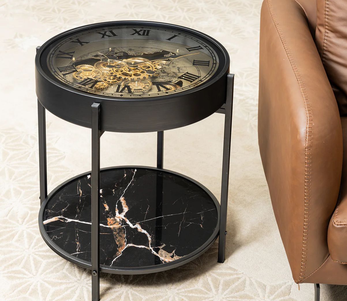 Gears of Time Luxury Designer Tea Table Wall Clock With Moving Gear Mechanism (Steel Body)