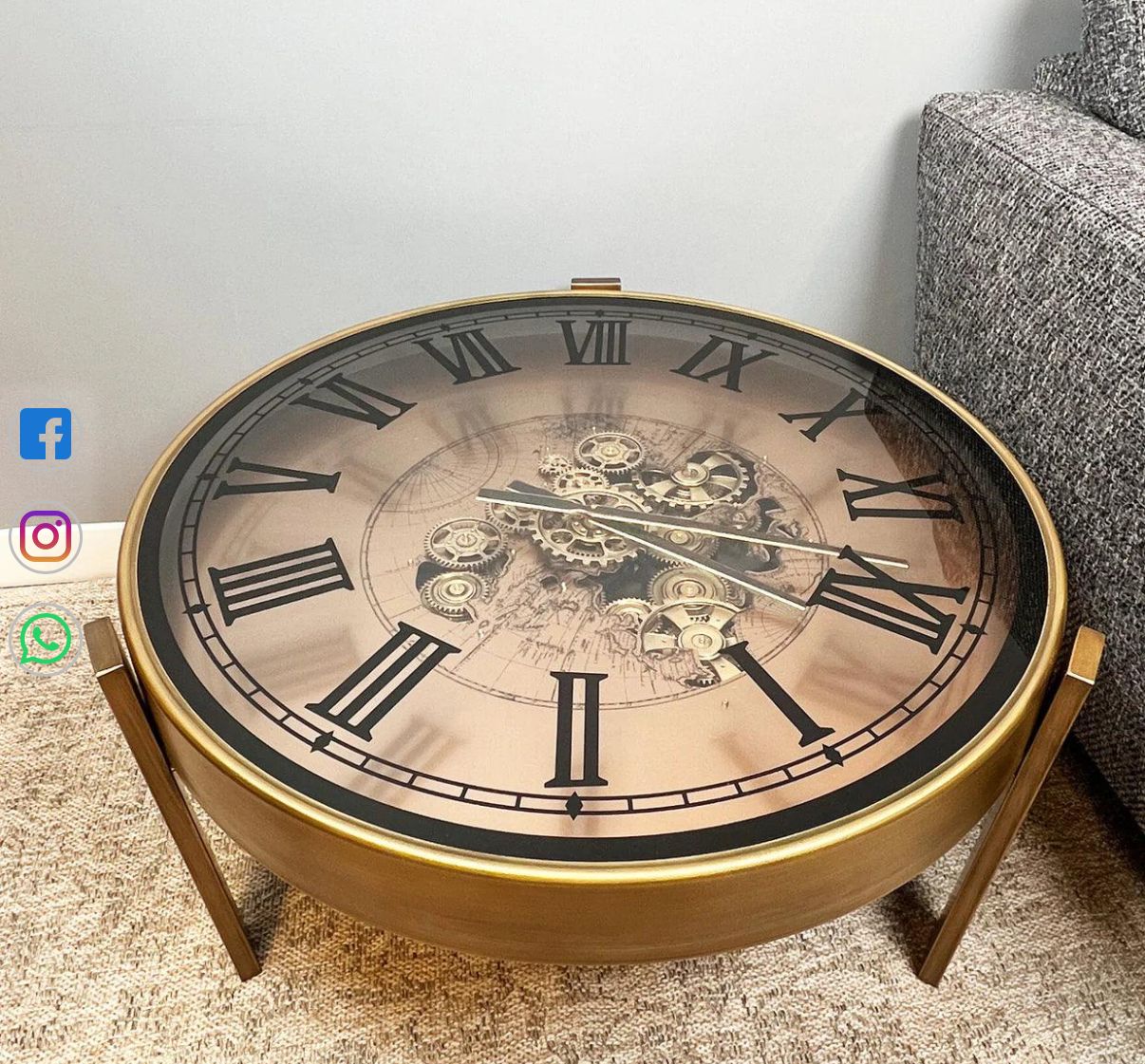 Luxury Designer Tea Table Wall Clock With Moving Gear Mechanism (Steel Body)