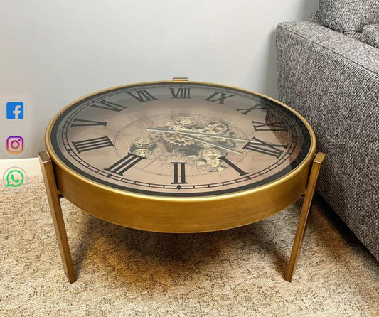 Luxury Designer Tea Table Wall Clock With Moving Gear Mechanism (Steel Body)