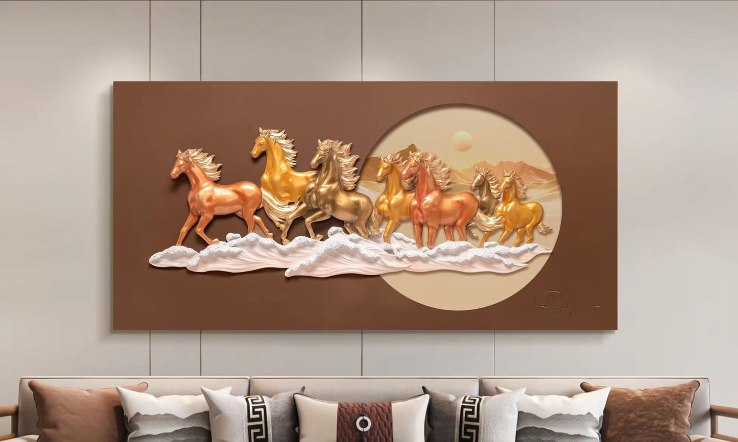 Premium Wall Art Riding the Wind - Large 3D Horse Wall Art - With LED Light Style 1
