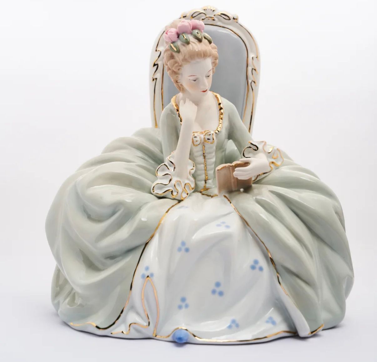 Victorian Lady Reading Book Showpiece