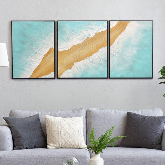 Its a Colourful World Abstract 100% Handpainted Wall Painting [ Set of 3 }