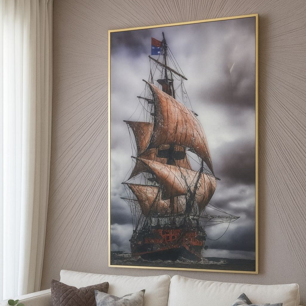 Crystal Wall Painting - Golden Frame, Crystal & Glass Work - LED Light