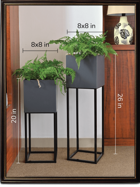 Black & Grey Metal Planter | Set of 2