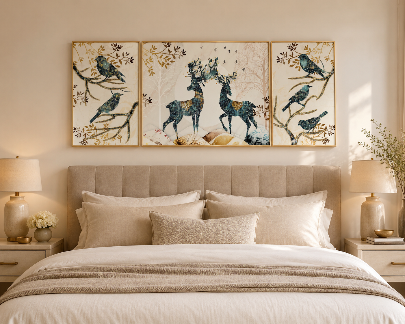 Modern Crystal Premium Painting With Metal Framing For Wall Decor [ Pack of 3 ]
