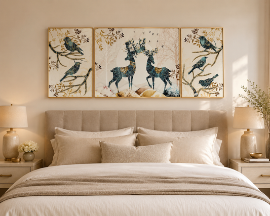 Modern Crystal Premium Painting With Metal Framing For Wall Decor [ Pack of 3 ]