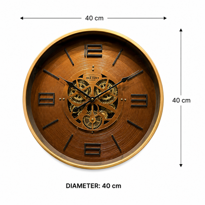Opulence Tick Tock Luxury Wall Clock With Moving Gear Mechanism (Steel Body)