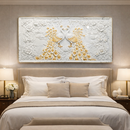 Premium Peacock Design Modern Crystal Wall Painting For Home [ 24 x 48 Inches ] Style 1