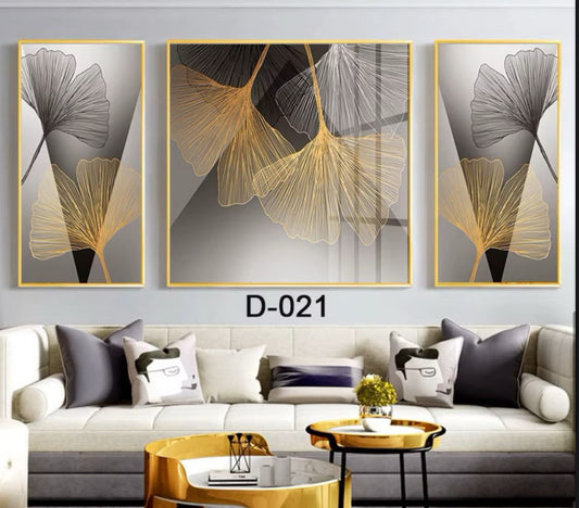 Modern Crystal Wall Paintings With PVC Framing - Set of 3 [Style -30]