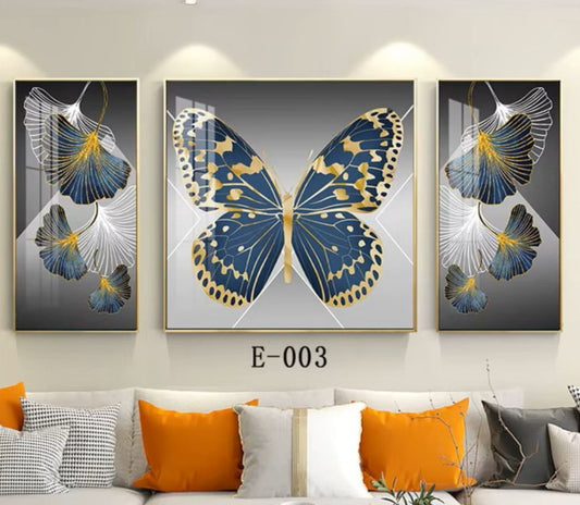 Modern Crystal Wall Paintings With PVC Framing - Set of 3 [Style -27]