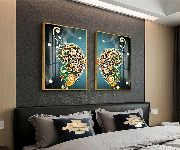 Modern Crystal Glass Painting Set - Pack of 2, 16x24 Inches Panels with Golden Frame